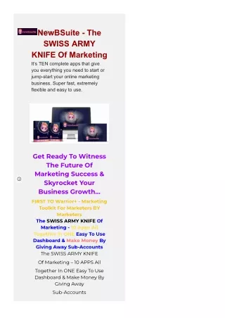 NewBSuite - The SWISS ARMY KNIFE Of Marketing