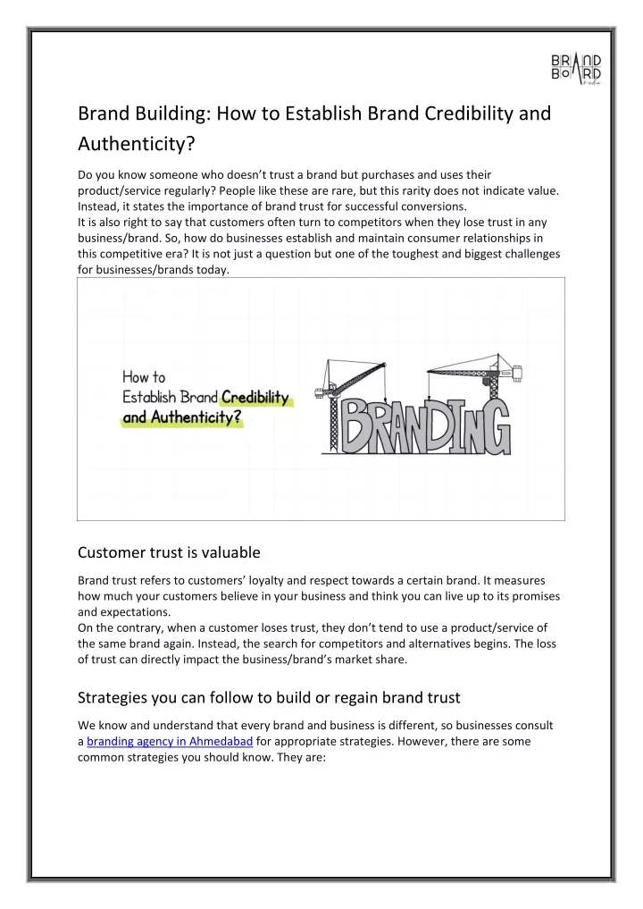 brand building how to establish brand credibility