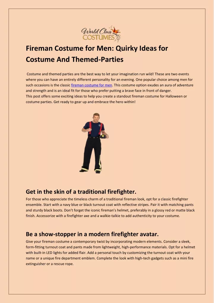 fireman costume for men quirky ideas for costume