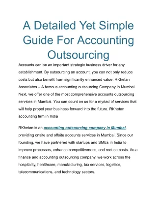 A Detailed Yet Simple Guide For Accounting Outsourcing