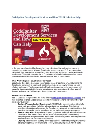 CodeIgniter Development Services