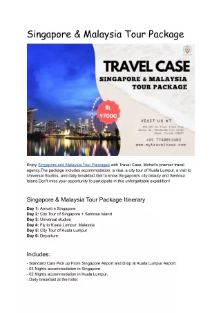 Singapore & Malaysia Tour Package