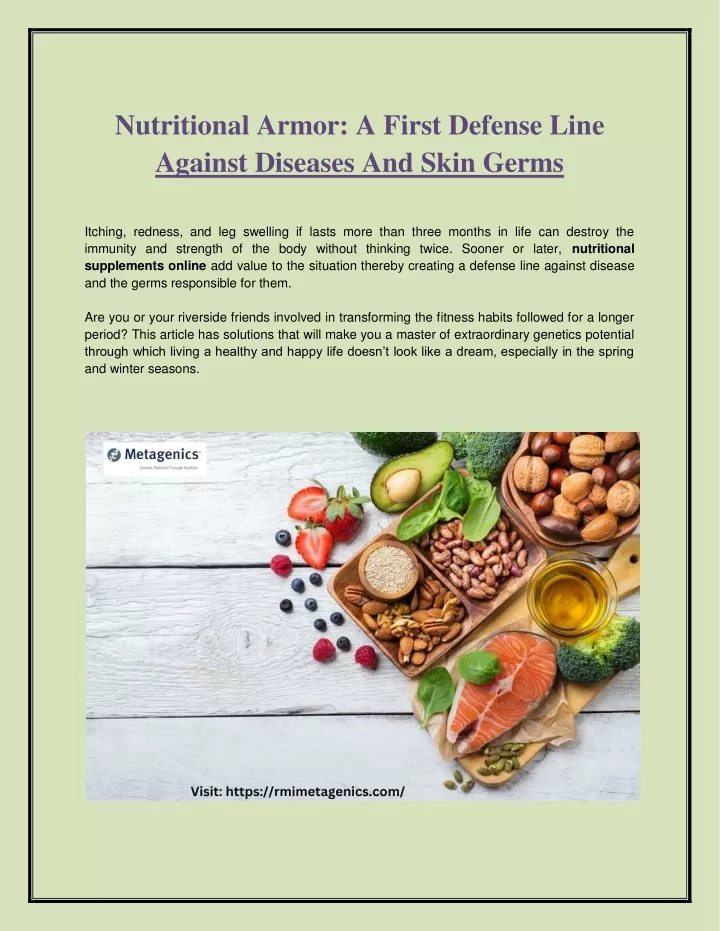 nutritional armor a first defense line against