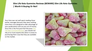 Slim Life Keto Gummies Reviews