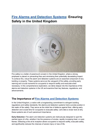 Fire Alarms and Detection Systems: Ensuring Safety in the United Kingdom