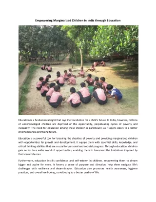 Empowering Marginalized Children in India through Education