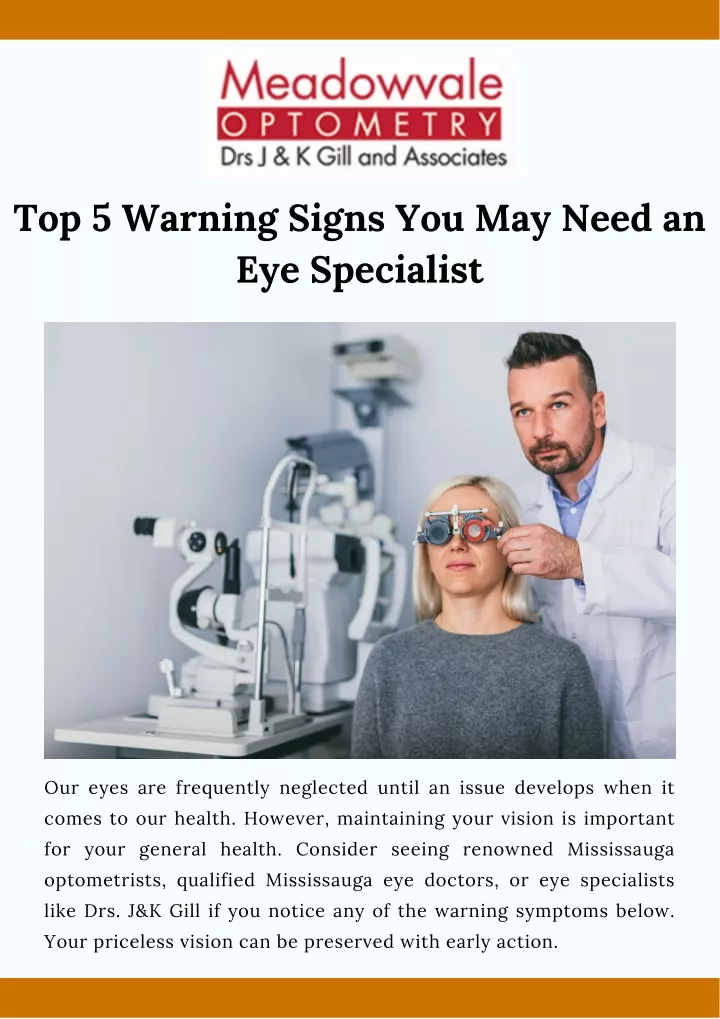 top 5 warning signs you may need an eye specialist