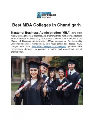 Best MBA Colleges In Chandigarh