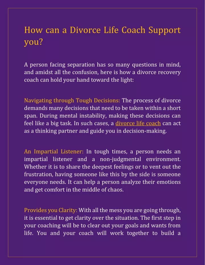 how can a divorce life coach support you