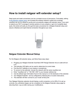 How to install netgear wifi extender setup_