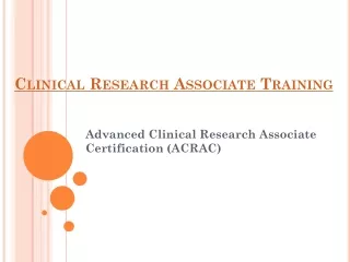 Advance Clinical Research Certification