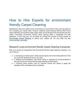 How to Hire Experts for Eco-Friendly Carpet Cleaning