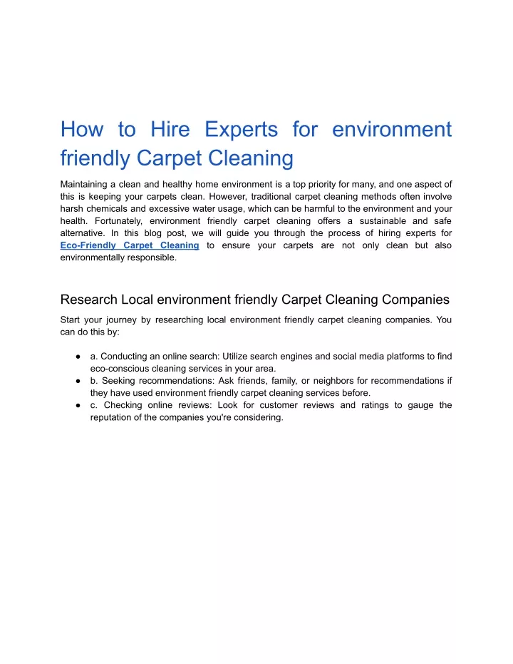 how to hire experts for environment friendly