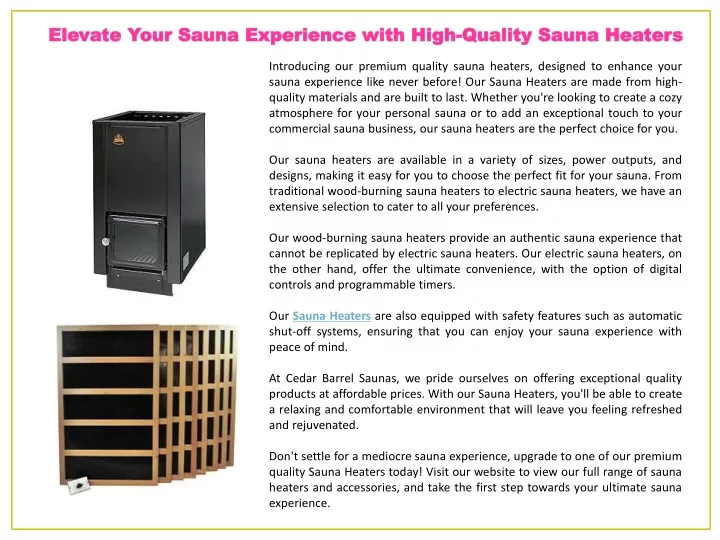 elevate your sauna experience with high quality