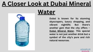 My Aqua Plus Leads the Way as UAE Embraces the Benefits of Dubai Mineral Water