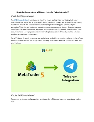 How to Get Started with the MT5 License System for Trading Bots on 4xPiP