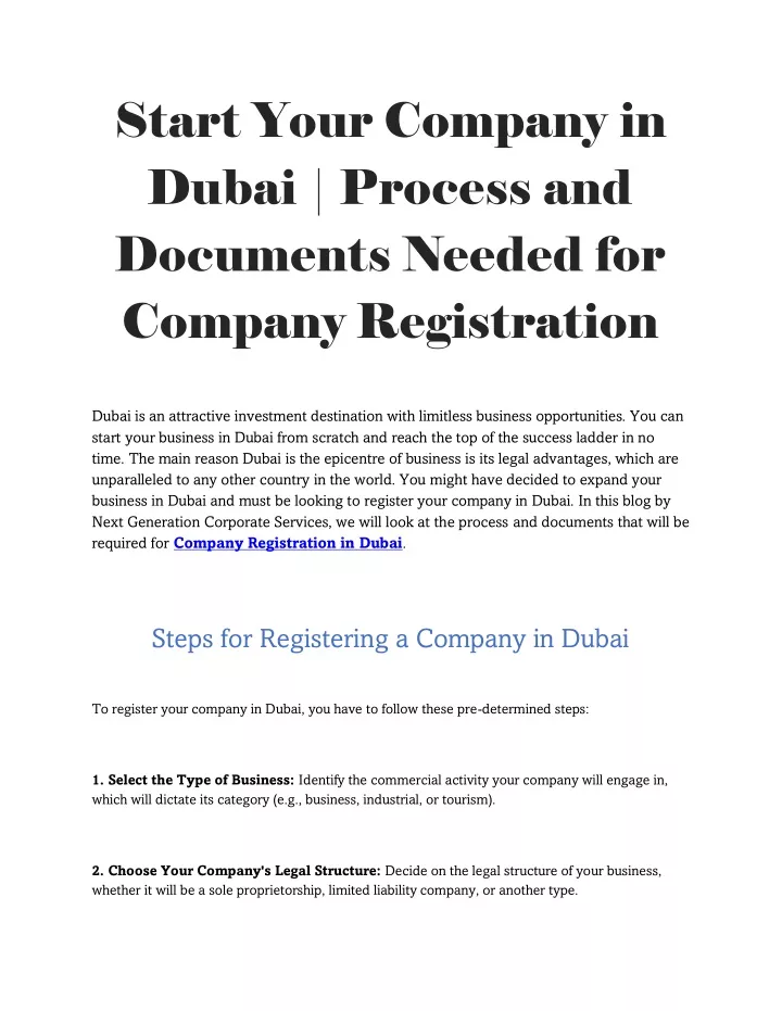 start your company in dubai process and documents