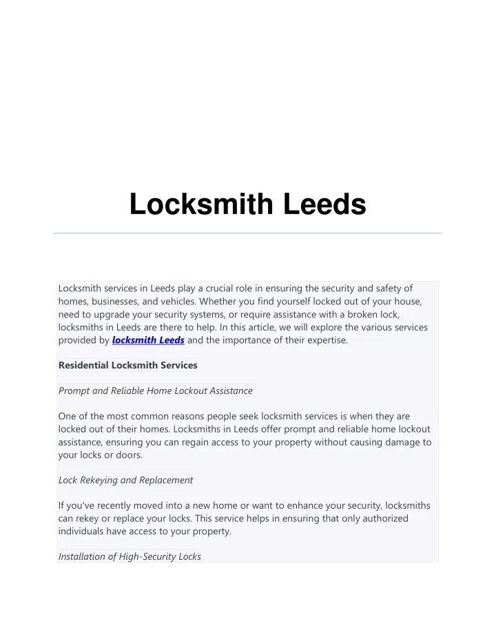 locksmith leeds