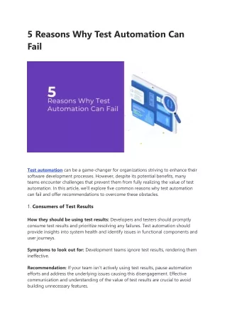 5 reasons why test automation can fail