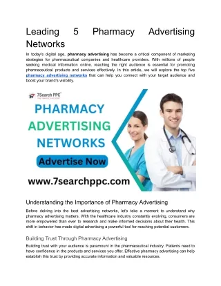 Leading 5 Pharmacy Advertising Networks