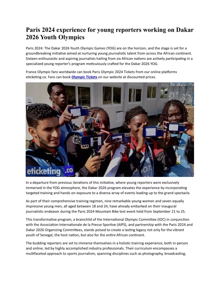 paris 2024 experience for young reporters working