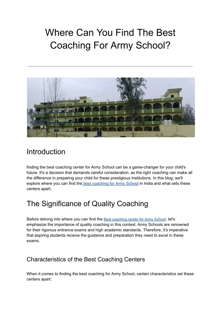 where can you find the best coaching for army