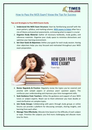 how to pass the nios exam know the tips