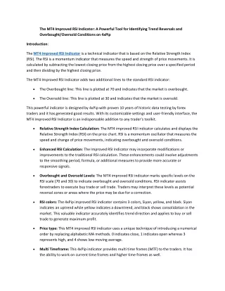 The MT4 Improved RSI Indicator 2