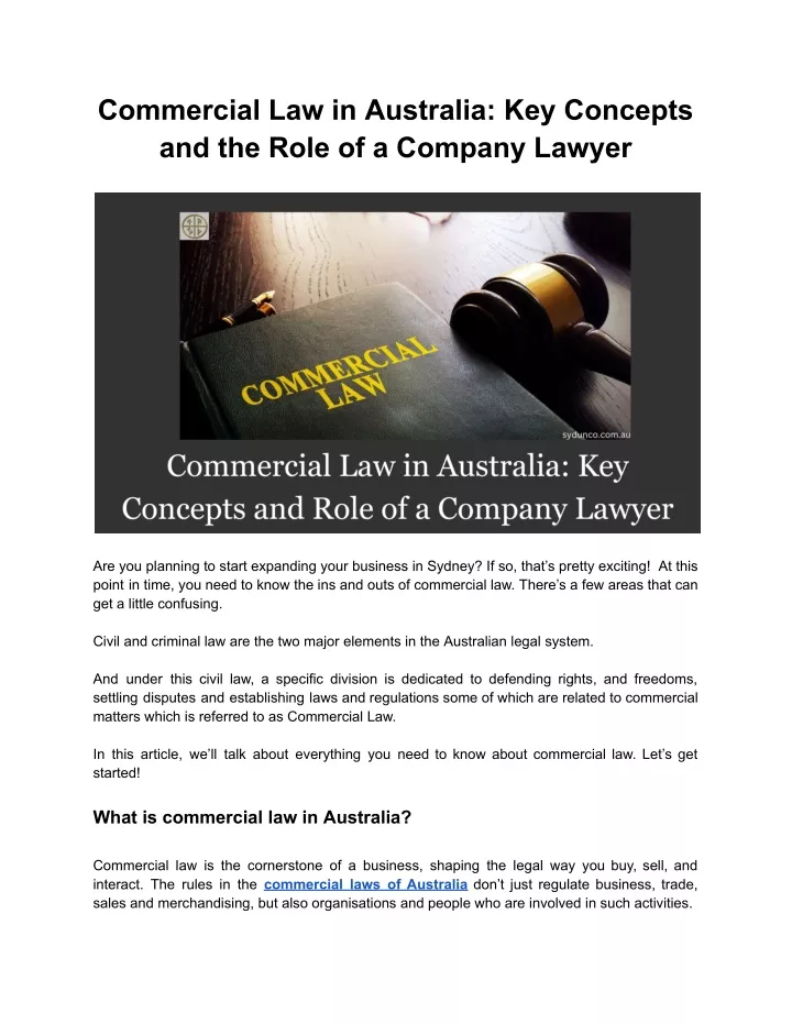 commercial law in australia key concepts