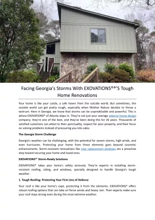 Facing Georgia's Storms With EXOVATIONS®®'S Tough Home Renovations