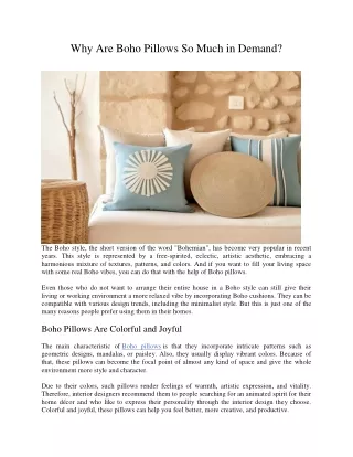 why are boho pillows so much in demand