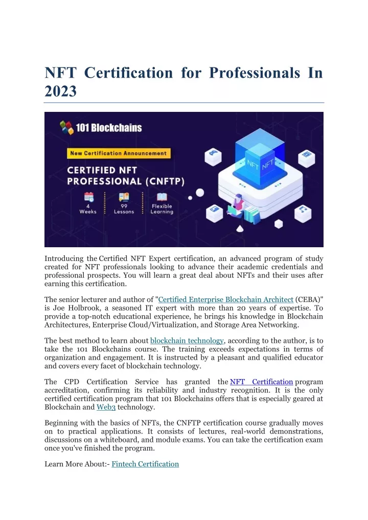 nft certification for professionals in 2023