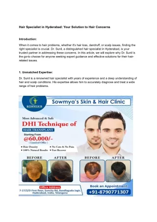 Hair Specialist in Hyderabad Your Solution to Hair Concerns