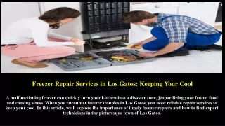 Freezer Repair Services in Los Gatos Keeping Your Cool