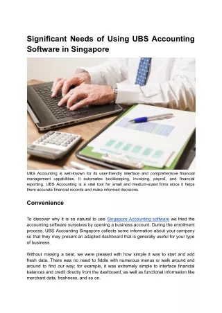 Singapore ubs Accounting singapore blog