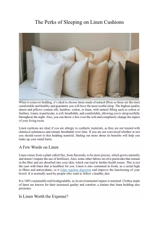 the perks of sleeping on linen cushions