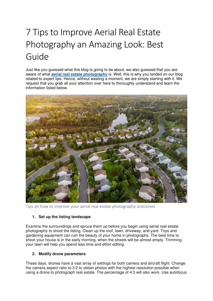 7 tips to improve aerial real estate photography