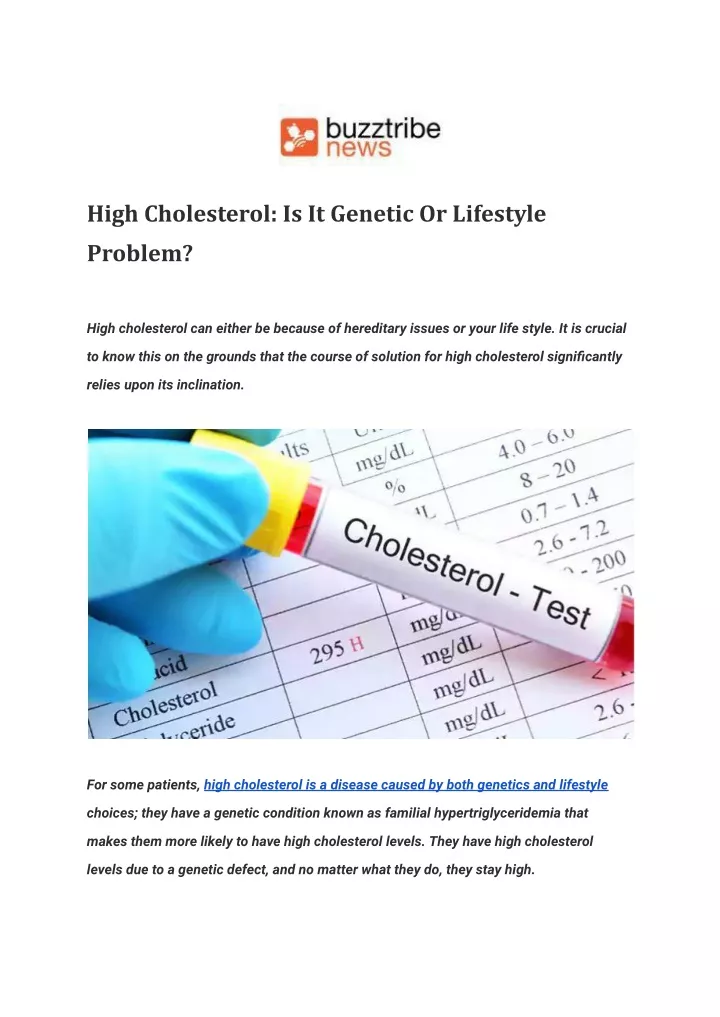 PPT High Cholesterol Is It Genetic Or Lifestyle Problem PowerPoint   High Cholesterol Is It Genetic Or Lifestyle N 