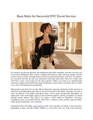 basic rules for successful nyc escort services