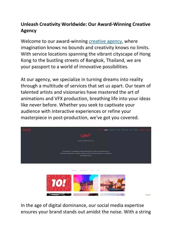 unleash creativity worldwide our award winning
