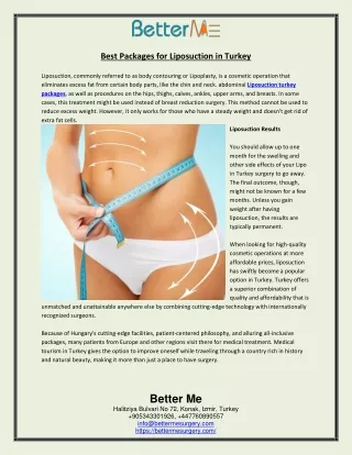 Best Packages for Liposuction in Turkey