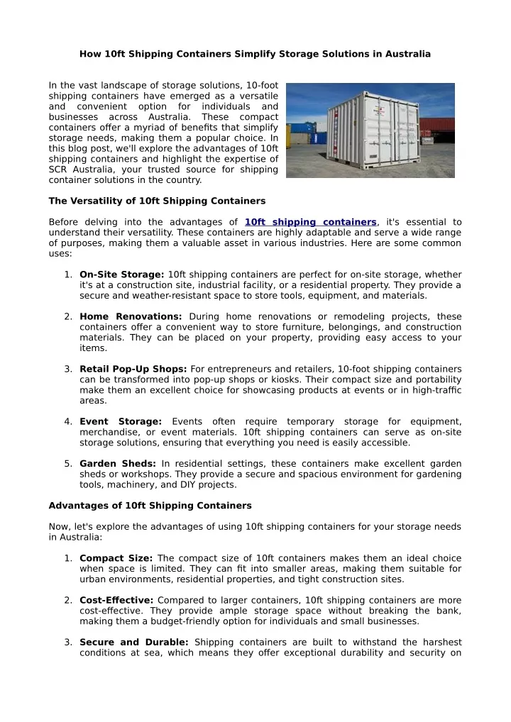 how 10ft shipping containers simplify storage