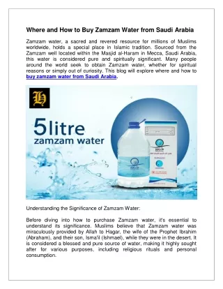 Where and How to Buy Zamzam Water from Saudi Arabia