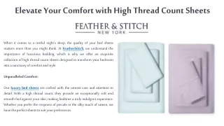 Elevate Your Comfort with High Thread Count Sheets