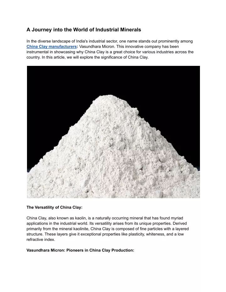 a journey into the world of industrial minerals