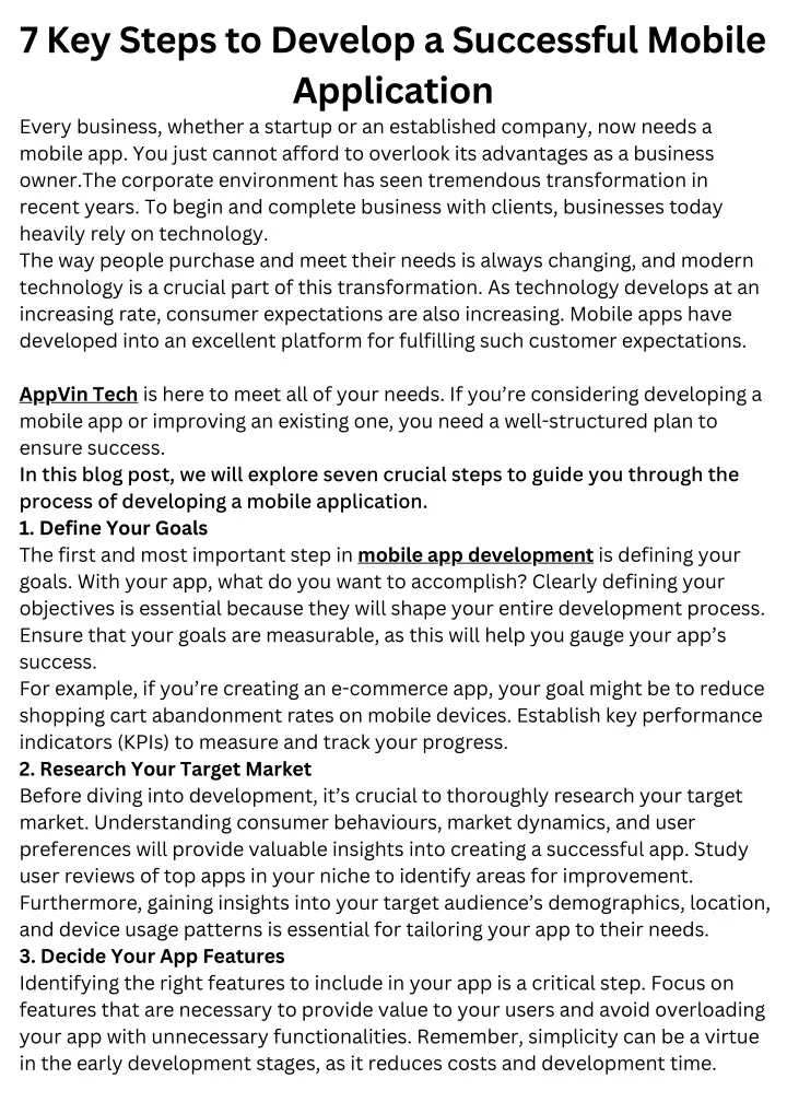 7 key steps to develop a successful mobile