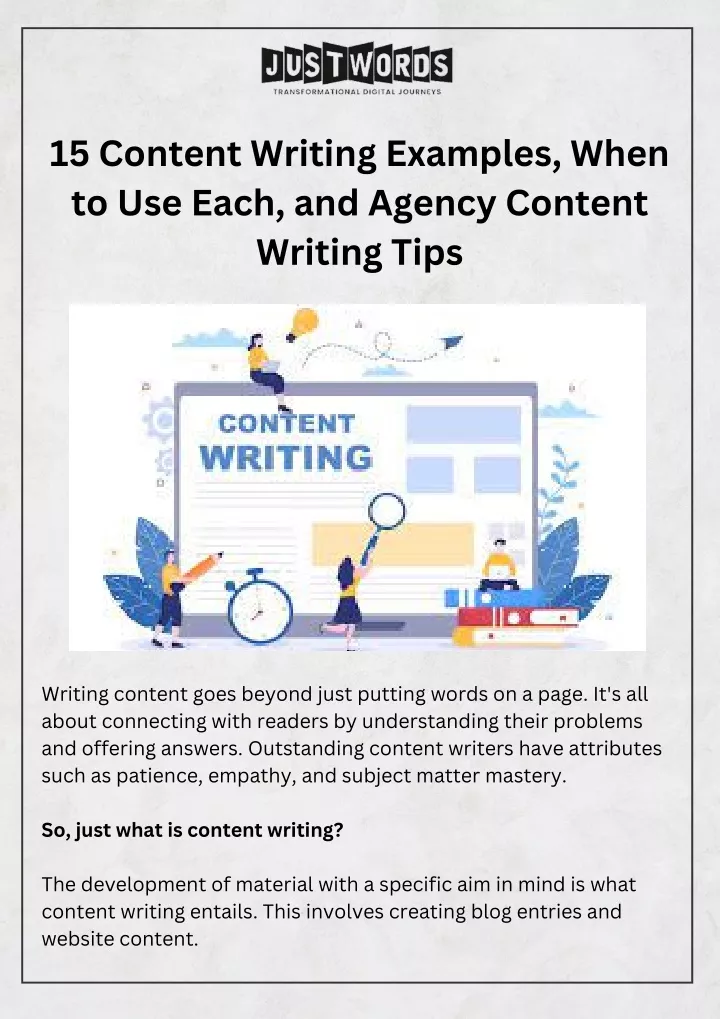15 content writing examples when to use each