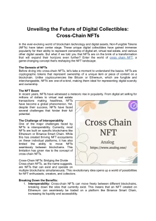 Unveiling the Future of Digital Collectibles_ Cross-Chain NFTs