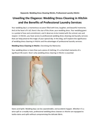 Professional Wedding Dress Cleaning Luton