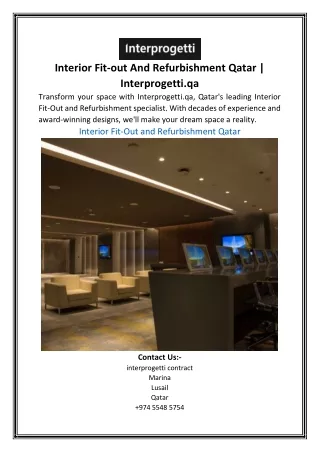 Interior Fit-out And Refurbishment Qatar | Interprogetti.qa